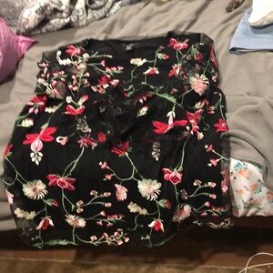 Floral Embroidered Black Dress